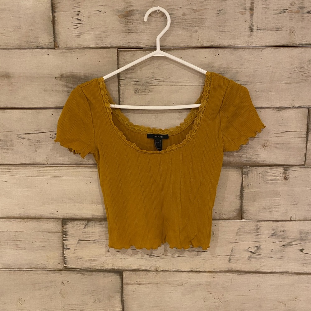 Forever 21 Mustard Ribbed Crop Top